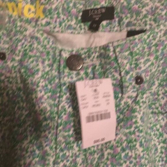 J Crew Floral Print Toothpick Stretch Floral Straight Leg Zip Green Jeans 31 - Picture 6 of 12